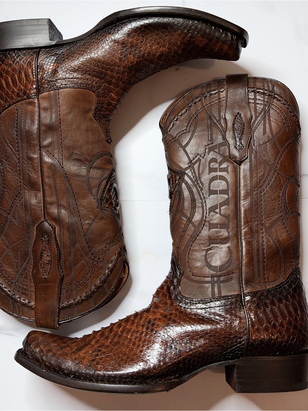Cuadra Engraved Python Western Boots - Picture 2 of 11